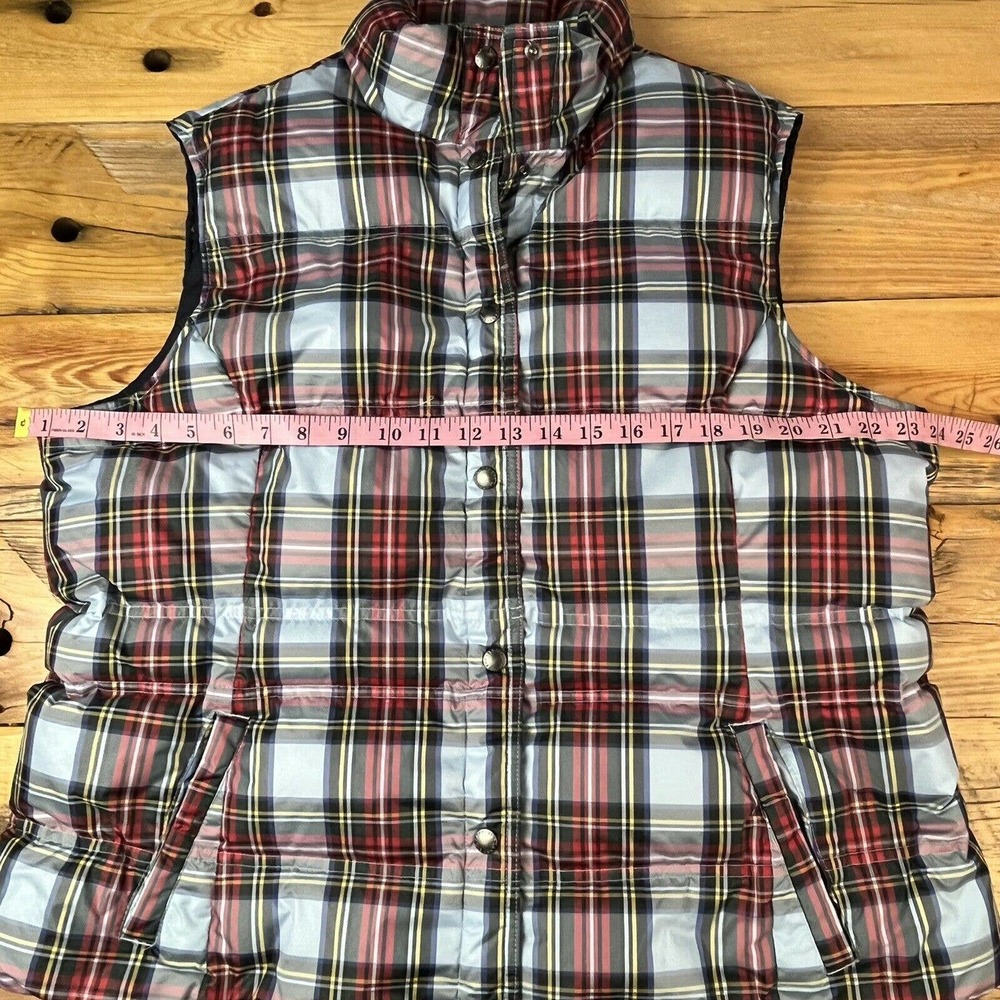 Lands End Puffer Vest Plaid Snap Up Pockets - Picture 8 of 10
